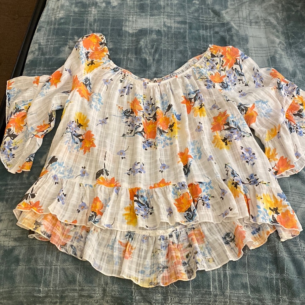 Off the shoulder floral, flowy top
